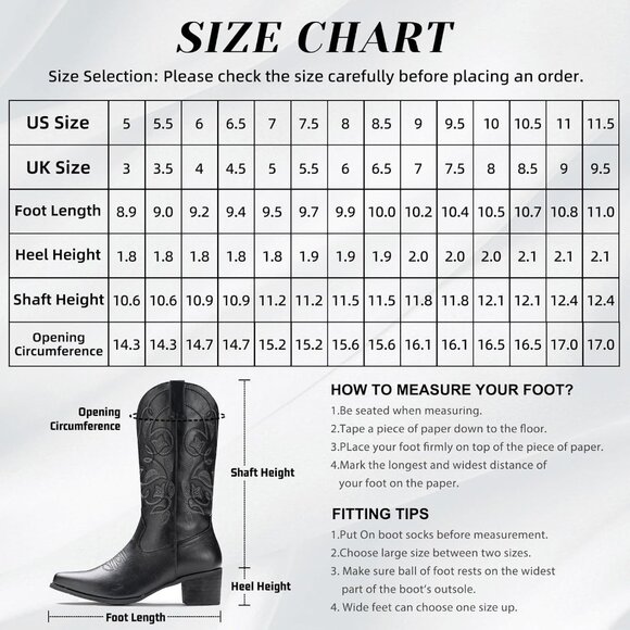 Iuv Cowgir Mid Calf Boot Women Black Faux Leather Pointy Toe Not Water Resistant - Picture 2 of 8